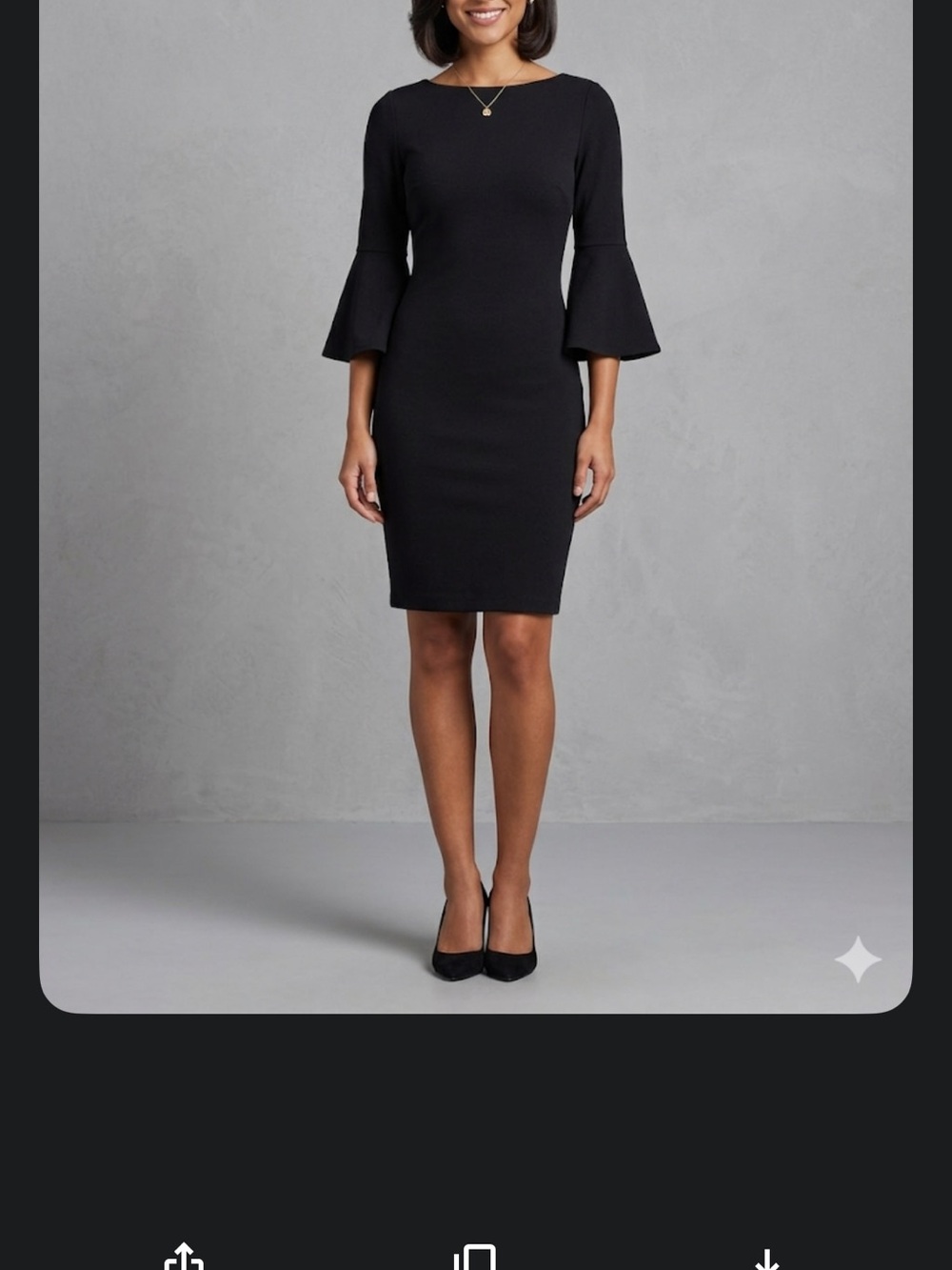 Calvin Klein size 2 Classic Black Bell-Sleeve Sheath Dress